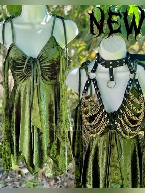 NEW Dolls Kill F is for fairies Dress Goth Chain Harness Chest Goth Punk Choker